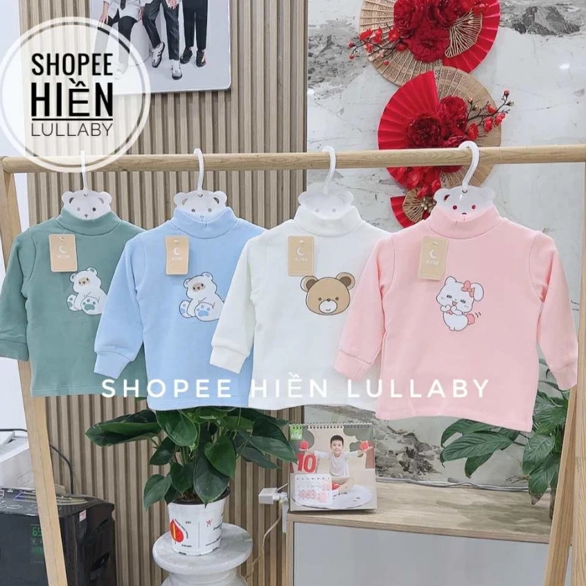 [Moon/ Chính hãng] Áo giữ nhiệt Moon chất liệu nỉ nhung cao cổ bé trai bé gái 0-3tuổi