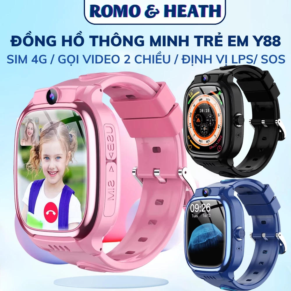 Đồng Hồ Thông Minh Trẻ Em Y88 – Lắp SIM 4G/5G, Nghe Gọi Video Call HD, Định Vị Chính Xác,  Gọi SOS, Chống Nước IP67