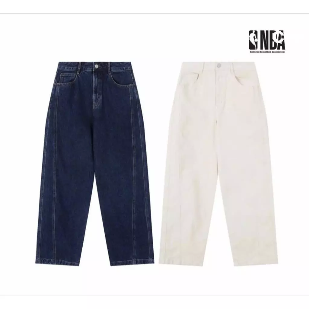 Quần jean  dài denim N.B.A unisex nam nữ style Hàn chuẩn đẹp