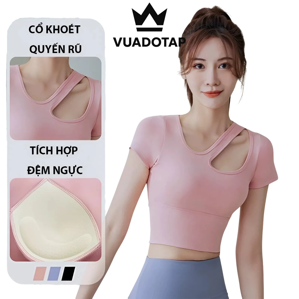 Áo Croptop Nữ Phù Hợp Tập Gym, Yoga, Aerobic, Chạy Bộ, Ôm Dáng Có Đệm Ngực Cao Cấp V03