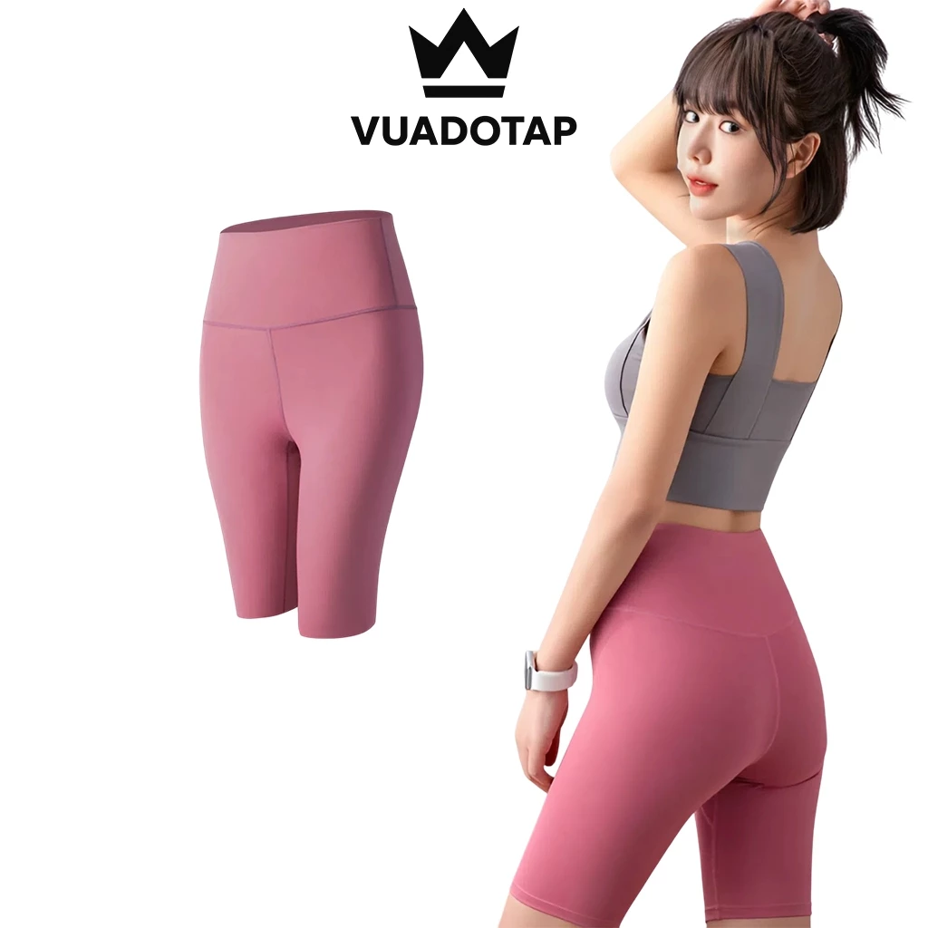 Quần Đùi Tập Gym Yoga Legging Nữ Cạp Cao, Quần Lửng Đùi Ngố Tập Gym Yoga Aerobic Co Dãn 4 Chiều V06