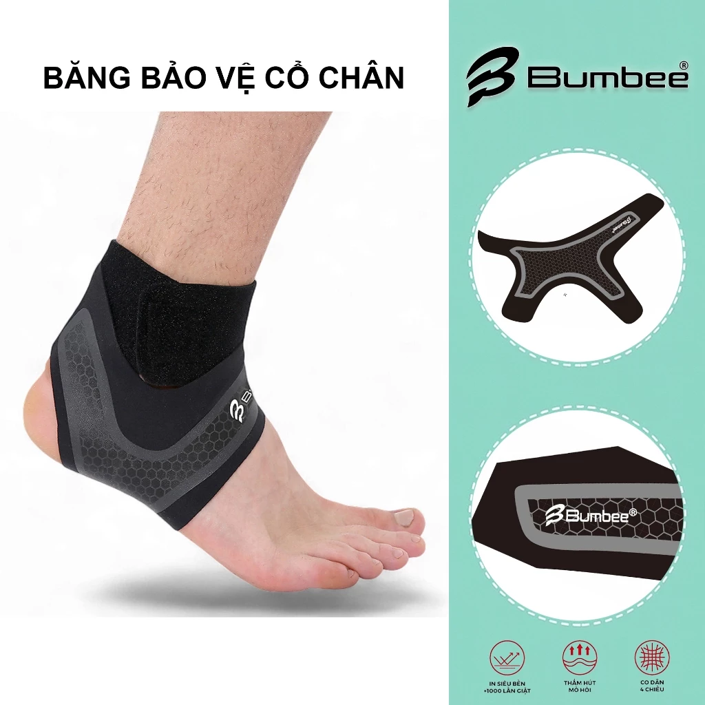 Băng bảo vệ cổ chân thể thao Bumbee, cố định khi chơi cầu lông, bóng rổ, gym