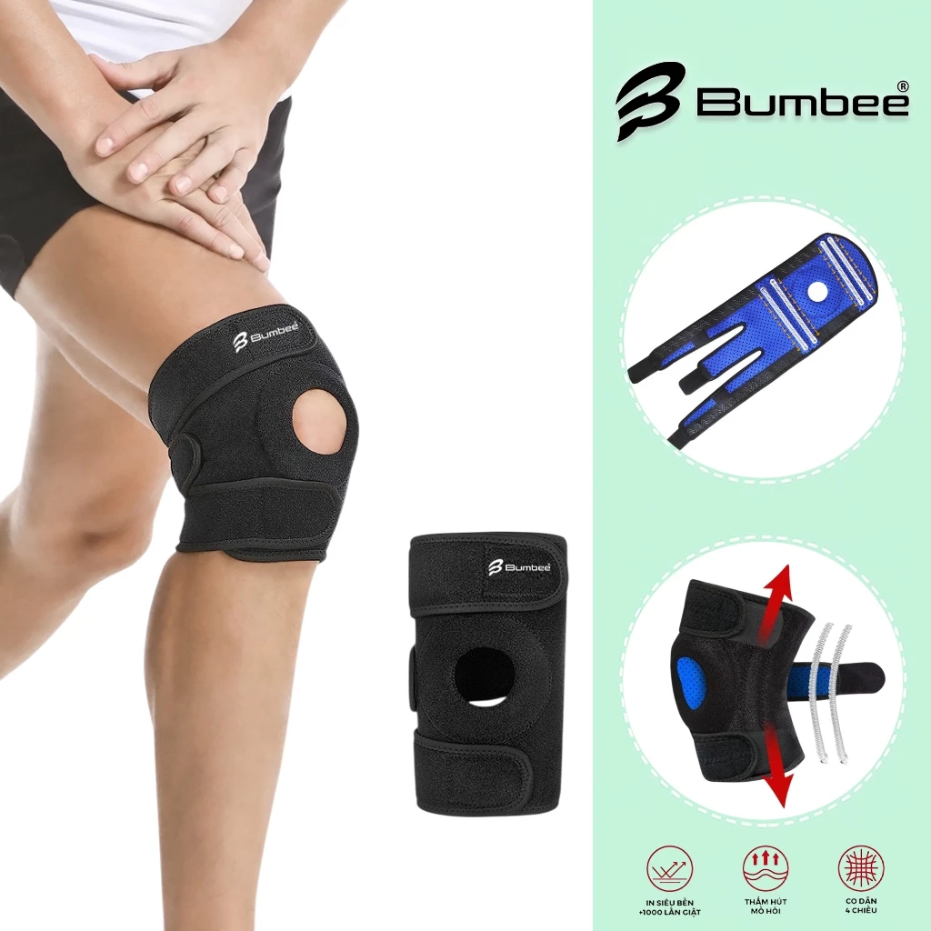 Bó Gối Thể Thao Bumbee B Co Giãn 4 Chiều Bảo Vệ Khớp Gối 2 Màu Xanh Đen