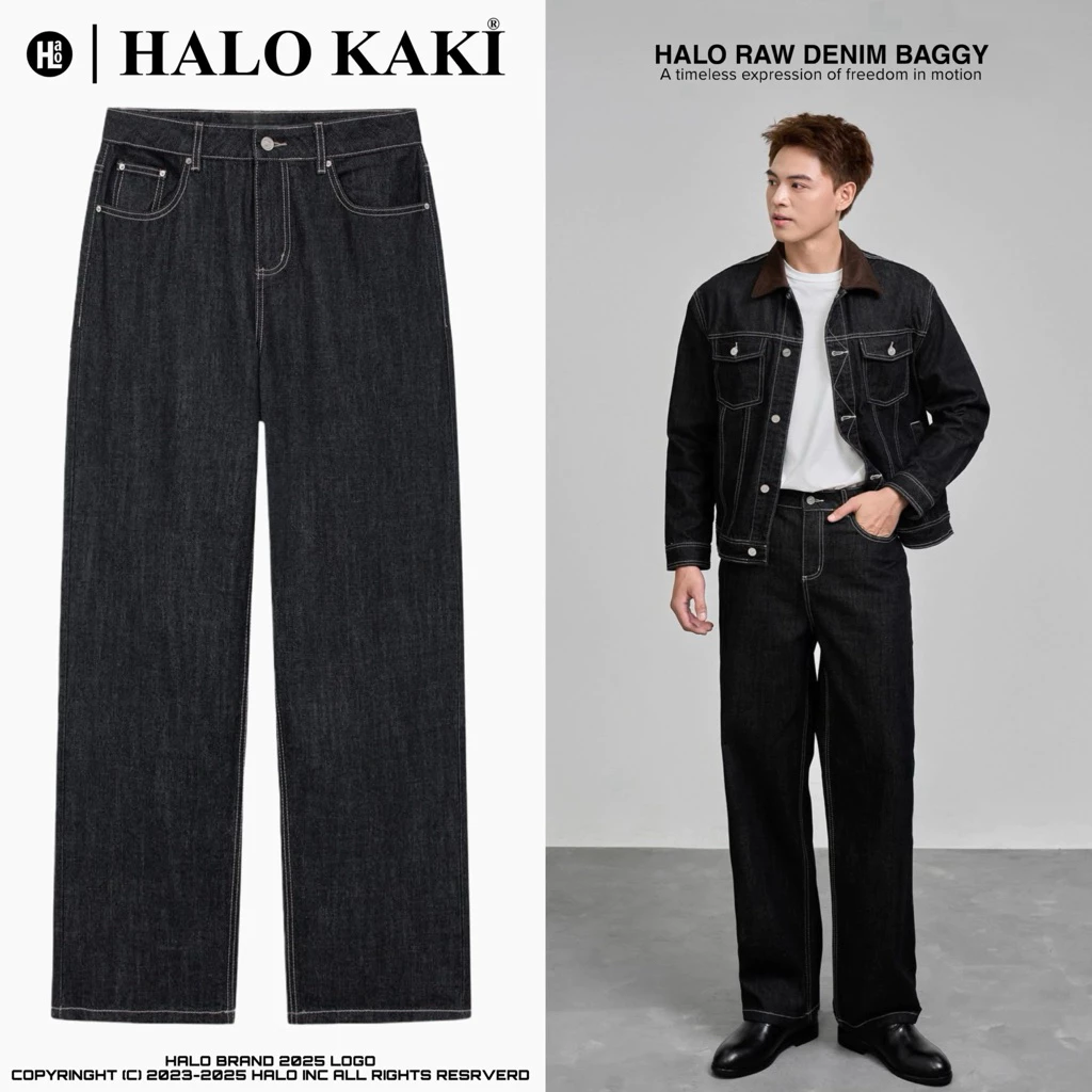 JEANS RAW DENIM (3 Màu đen) - QUẦN JEANS/KAKI (FORM BAGGY) ỐNG RỘNG CHẤT DÀY BASIC UNISEX -  [HALO KAKI]