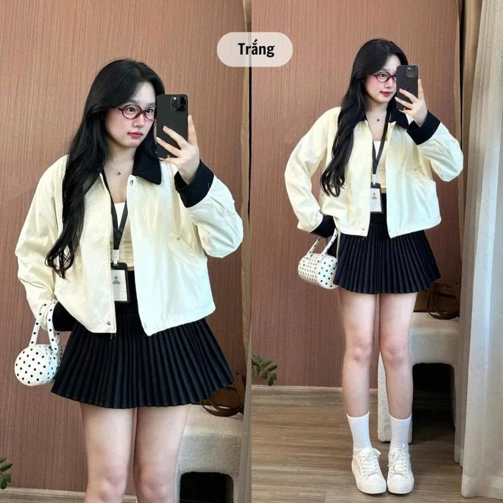 [Hàng mới về] Áo Khoác  Kaki 2 Lớp, Áo Khoác Ngoài Dáng Vừa Phối Cổ Màu Form Rộng chất kaki Hack dáng mặc mùa thu