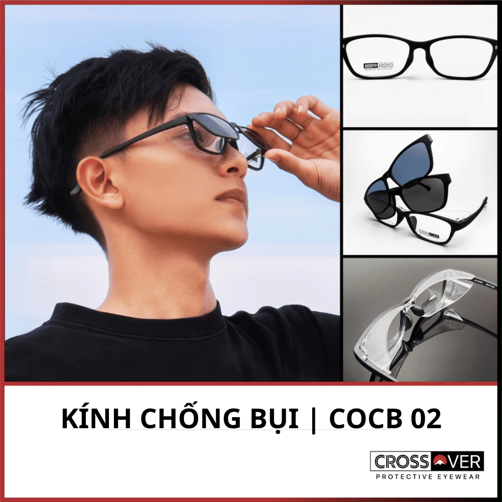 Kính Chống Bụi Đa Năng Cao Cấp CROSSOVER Dòng Kính Râm Cận+Tặng 2 Clip-On Đa Năng Thời Trang|COCB-02