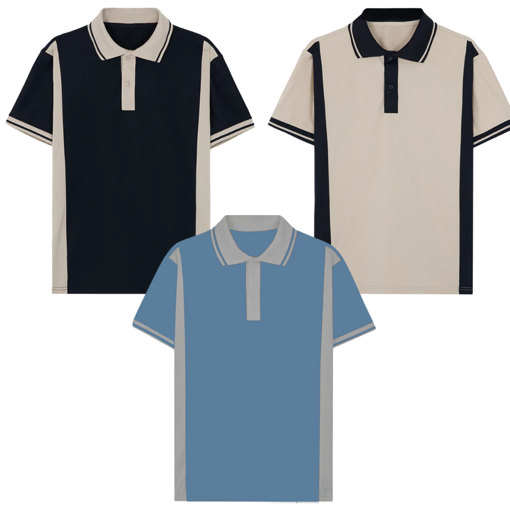 Bộ 3 áo thun polo nam phối sườn chất vải cá sấu co giãn 4 chiều có cổ Everest Nhiều màu