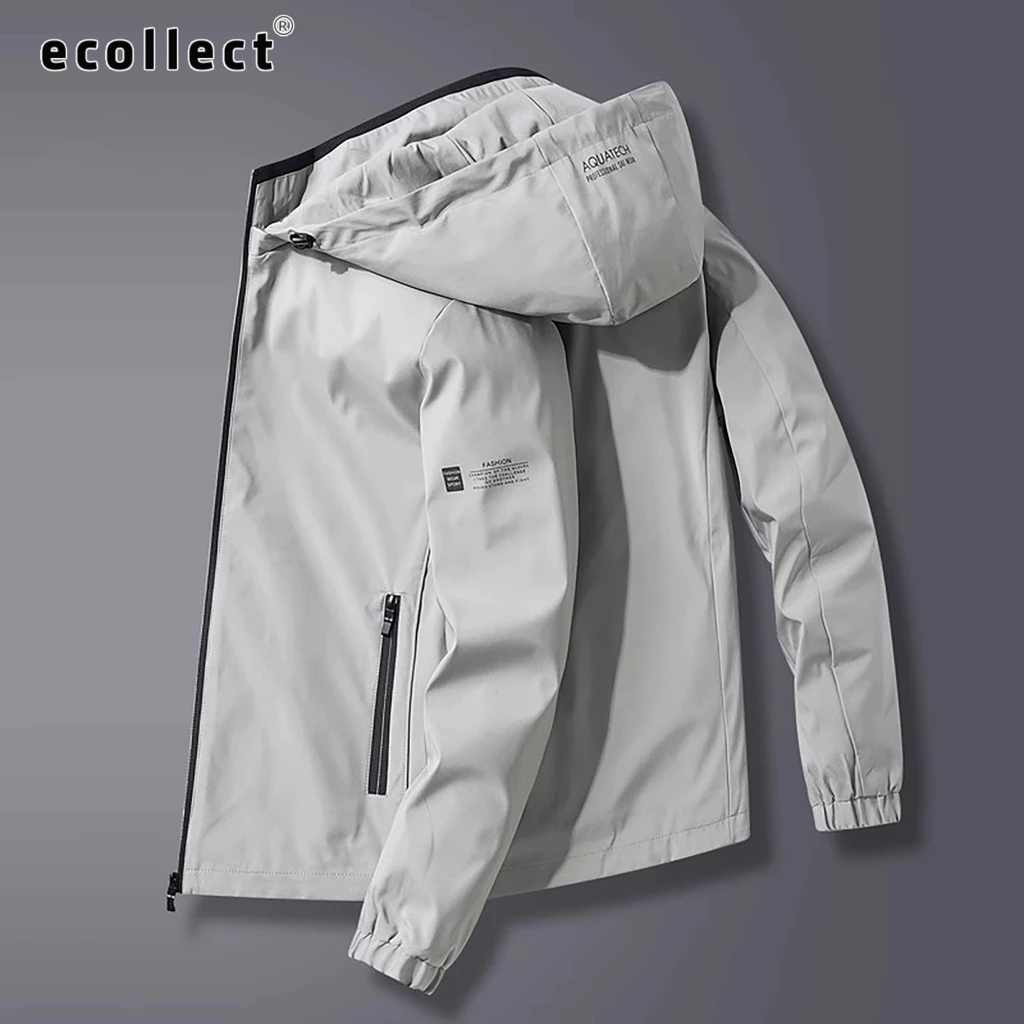 Áo khoác gió nam ECOLLECT G18 phom rộng có mũ, trượt nước, phong cách business casual Thu Đông 2025