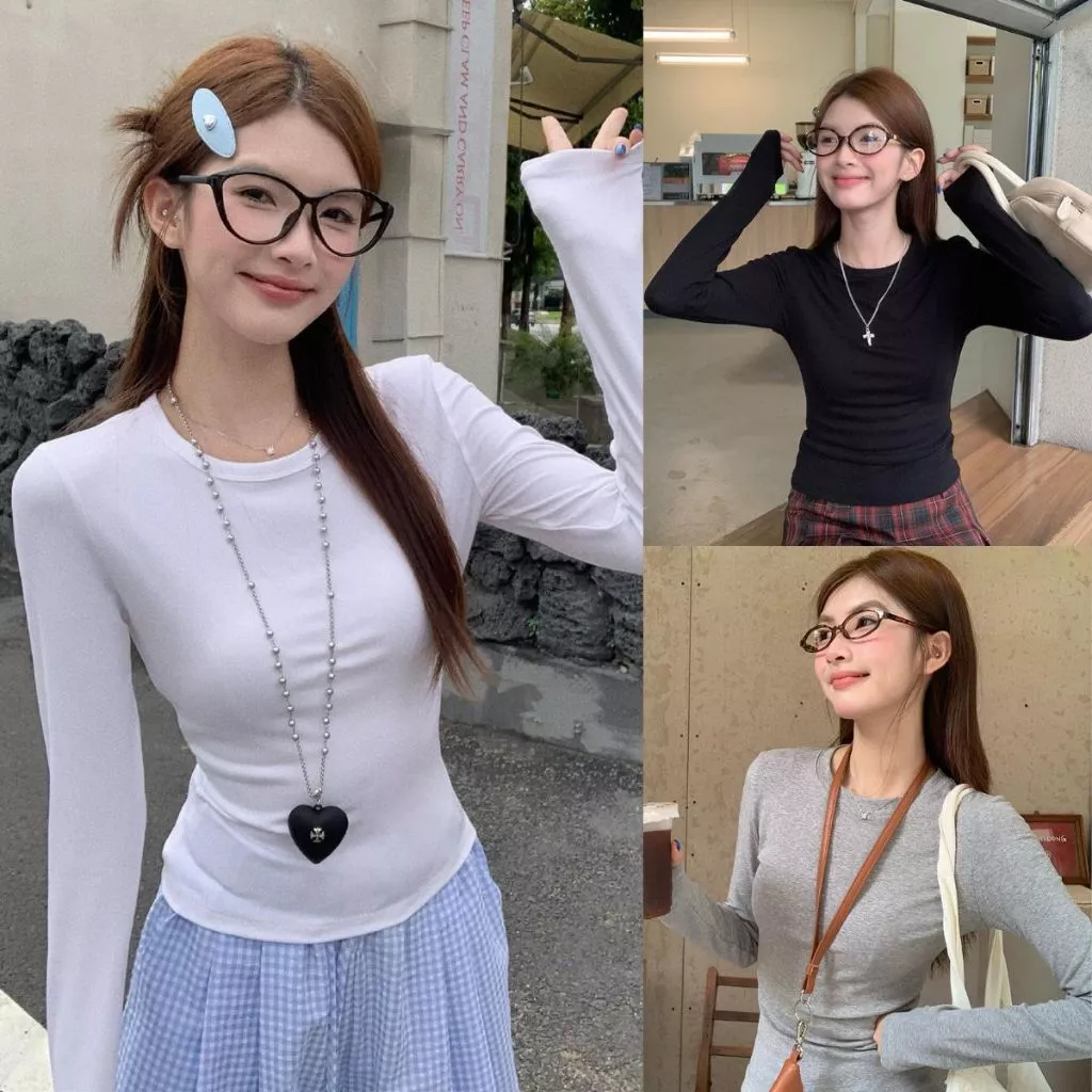 Áo Thun giữ nhiệt dáng ôm dài tay MIAA cho nữ chất cotton co giãn tôn dáng màu đen trắng hàng cao cấp