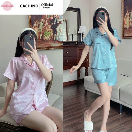 💖 Đồ Ngủ Nữ Pijama 💖 Lụa Vân Gỗ Anh Kim Tay Ngắn Quần Đùi Thời Trang, sang trọng.