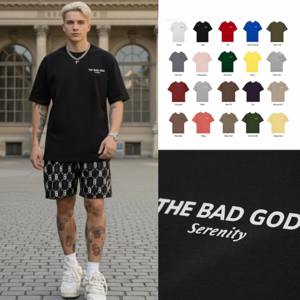 Áo Thun Cổ Tròn Nam Nữ The Bad God Serenity Áo Phông Local Brand Form Boxy