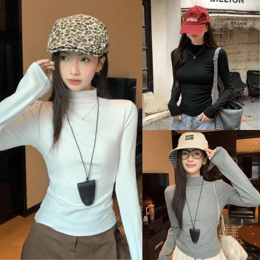 Áo Nỉ Giữ Nhiệt Nữ Cổ Cao 3 Phân Co Giãn 4 Chiều Áo Giữ Nhiệt Nam Nữ LÓT NỈ Form Ôm Tôn Dáng MIAA
