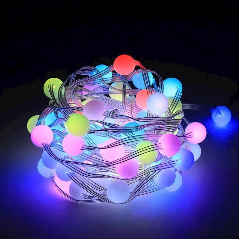 Dây Đèn Lucky Light Bóng Tròn Nhiều Màu Cắm Điện Dùng Pin, Đèn Led Trang Trí Nhà Cửa Decor Phòng USB RGB 5V
