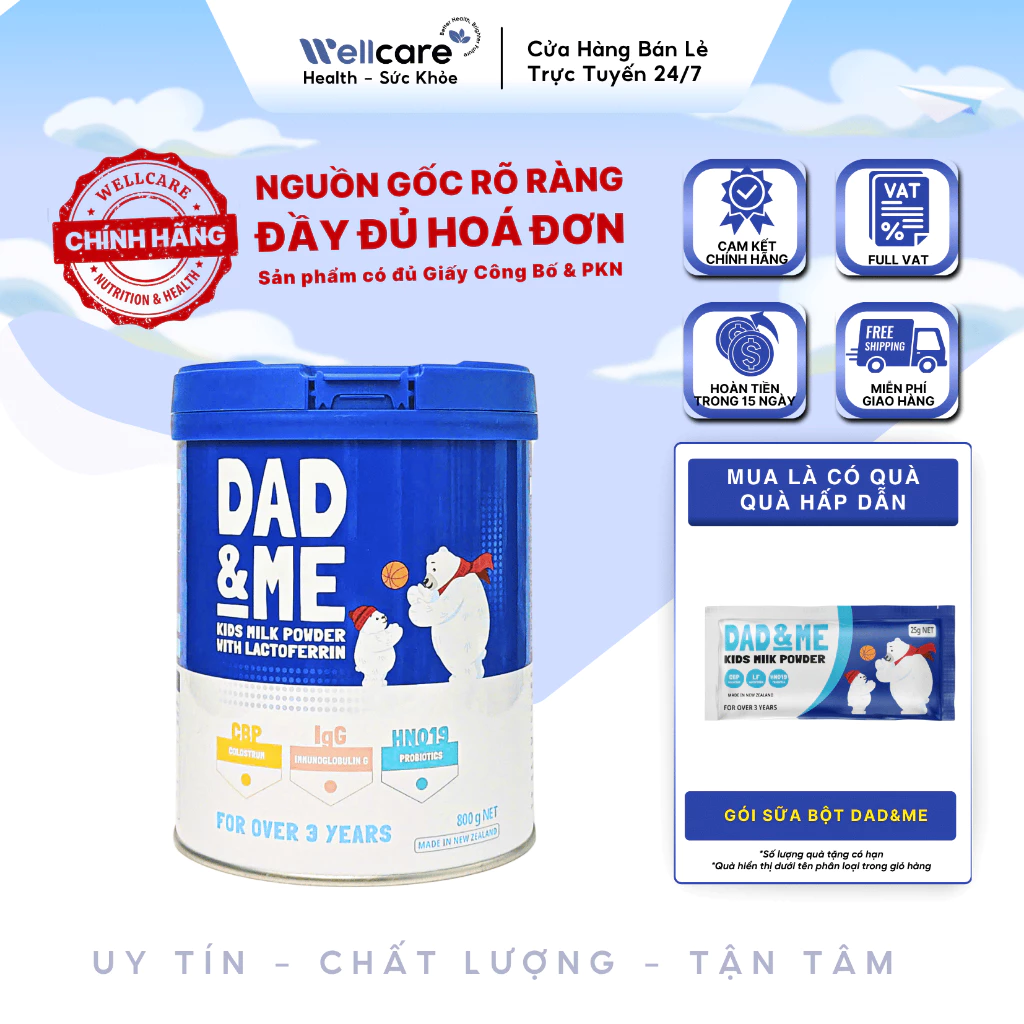 [✨CHÍNH HÃNG] Sữa Bột Dad & Me Cho Bé 3+ - 800g - Giúp Hấp Thu Tốt, Tăng Chiều Cao, Phát Triển Toàn Diện