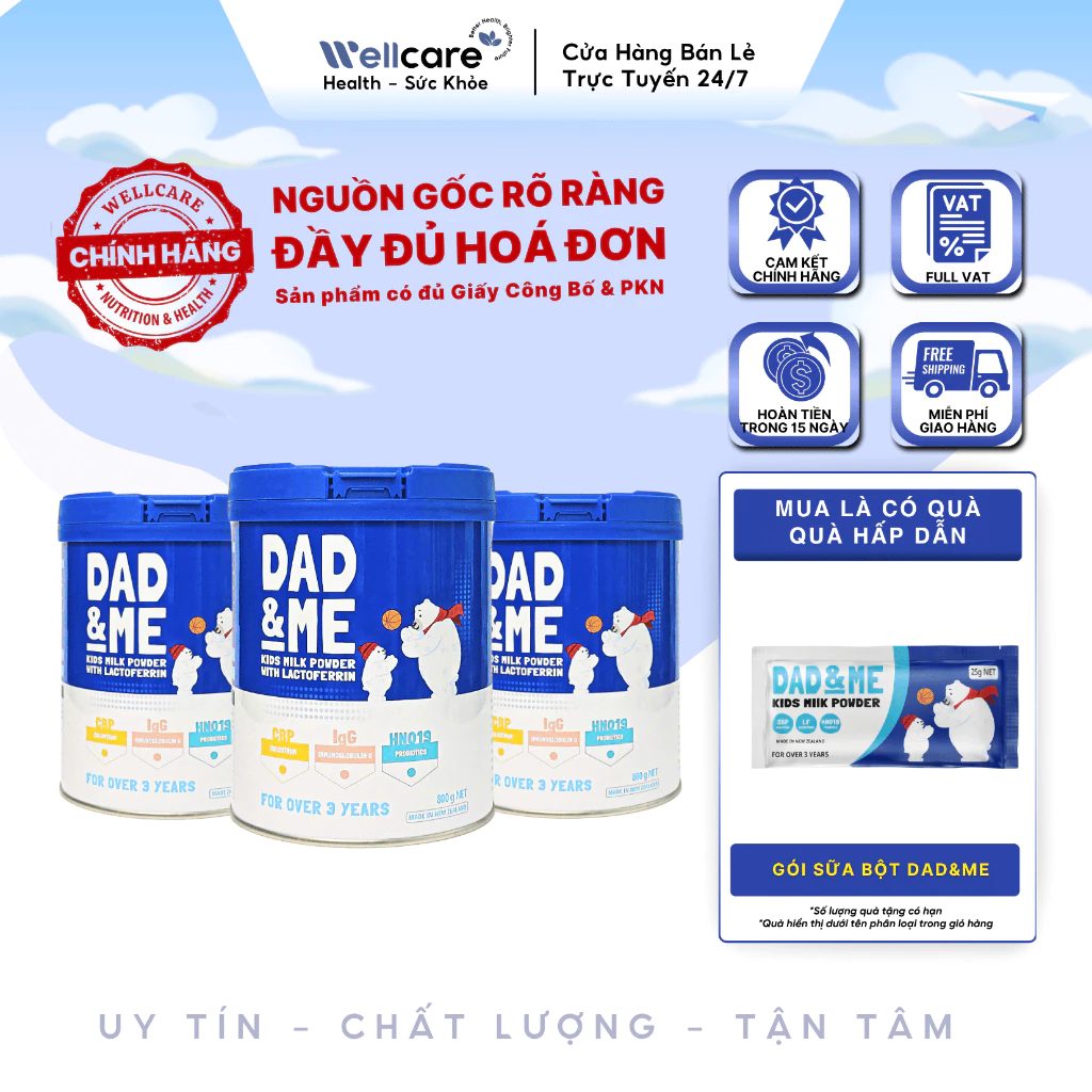 [✨CHÍNH HÃNG] Sữa Bột Dad & Me Cho Bé Trên 3 Tuổi - 800g - Giúp Hấp Thu Tốt, Tăng Chiều Cao, Phát Triển Toàn Diện