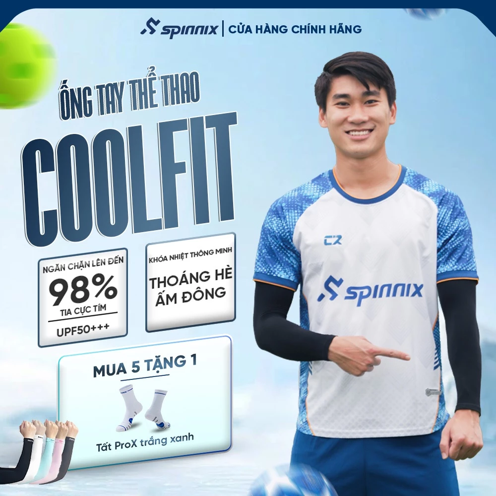 [NHÂM DŨNGxSPINNIX]Ống tay chống nắng thể thao Spinnix Coolfi–Cotton co giãn,thoáng khí,ngăn tia UV