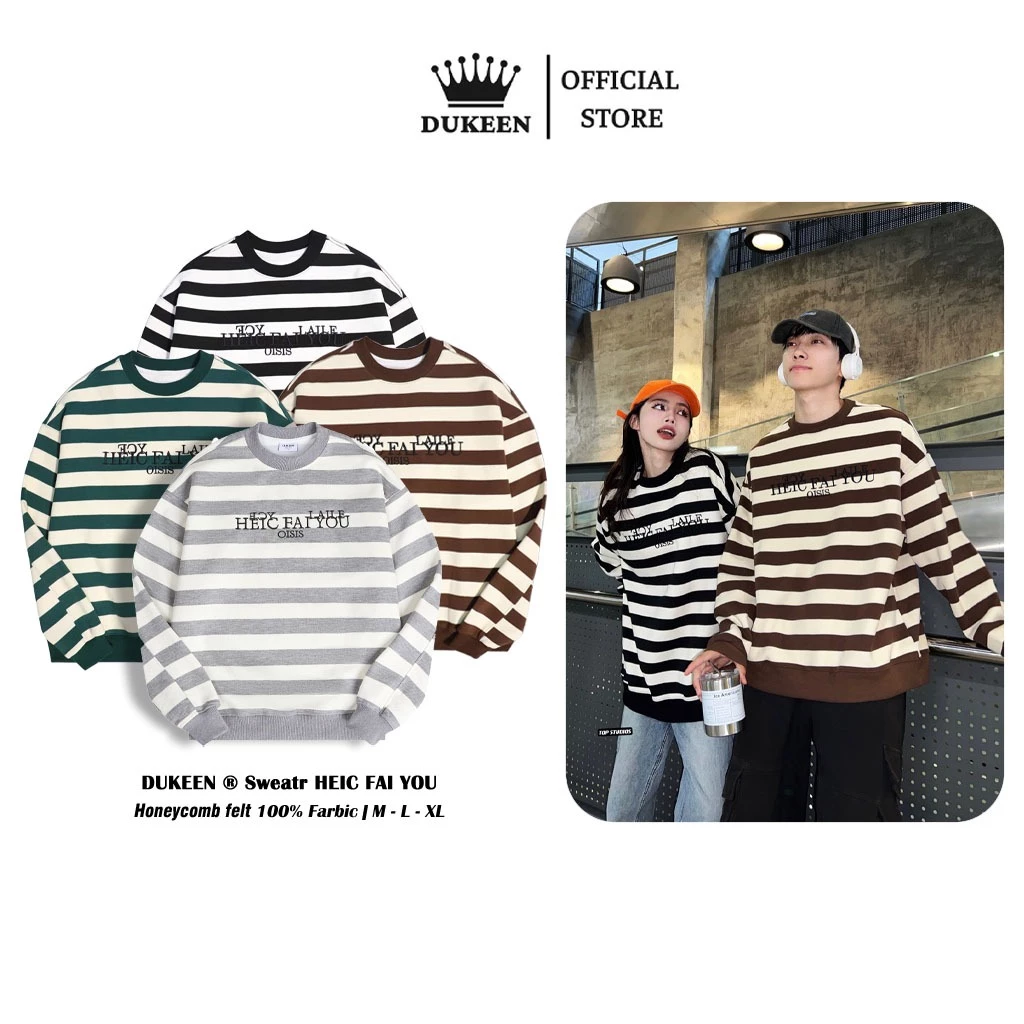 Áo Nỉ Nam Nữ, Áo Sweater HELIC FAI YOU Nỉ Kẻ Tổ Ong Unisex Local Brand DUKEEN AD039