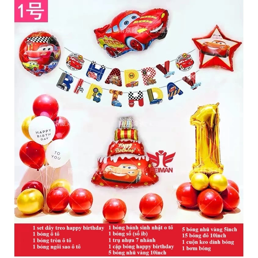 Set Sinh Nhật Ô tô Mcqueen cho bé trai - set sinh nhật xe đua