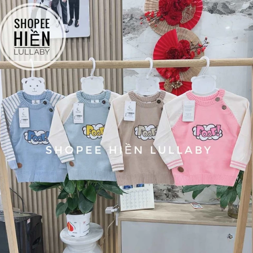 [Moon/Chính Hãng] Áo len cài vai Moon cho bé trai, bé gái từ 6m-3y