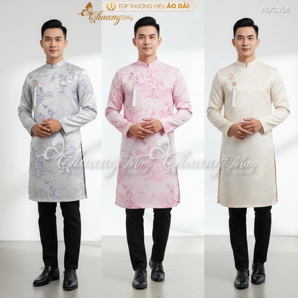 Áo dài cách tân Nam gấm vân Sơn Ca may sẵn ADC154 thiết kế cao cấp dự tiệc sự kiện cưới lễ Tết đẹp