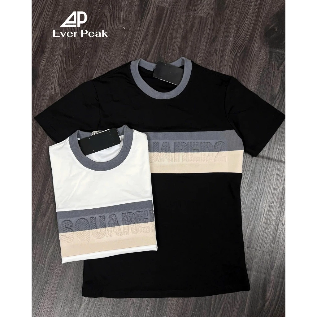 Áo Thun D2 Xám Dập Nổi Chữ Vải Cotton Co Giãn Mềm Mại Thoáng Mát Hàng Quảng Châu