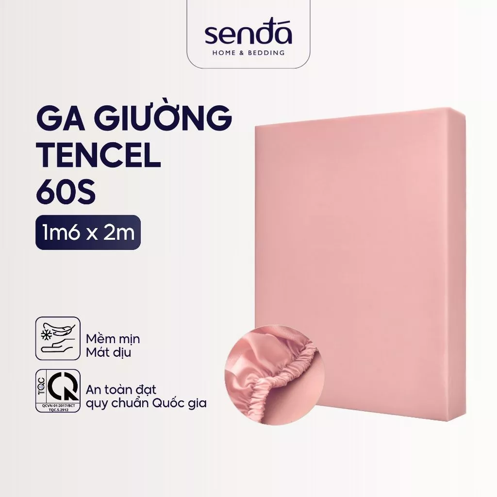 Ga giường Lụa Tencel 1m6x2m Sen Đá Home Bedding cao cấp trơn màu, drap bo chun trải nệm 1m6 x 2m, ra bọc đệm mát lạnh
