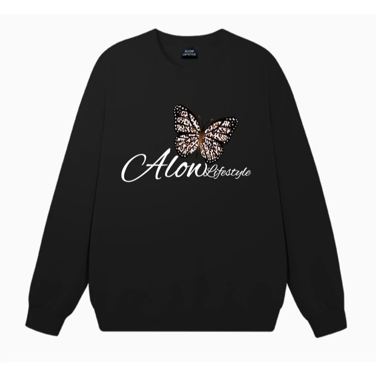 Áo Sweater nữ HappyTee - Mẫu Sweater Con bướm Alon LifeStyle dễ thương 4 màu chất Nỉ