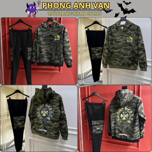 Bộ Nỉ Hoodie Nam ChômHet Rằn RI iN Thẩm Thâu Siêu Đẹp - Bộ Quần Áo Nam Dấtsss Nỉ  Cao Cấp