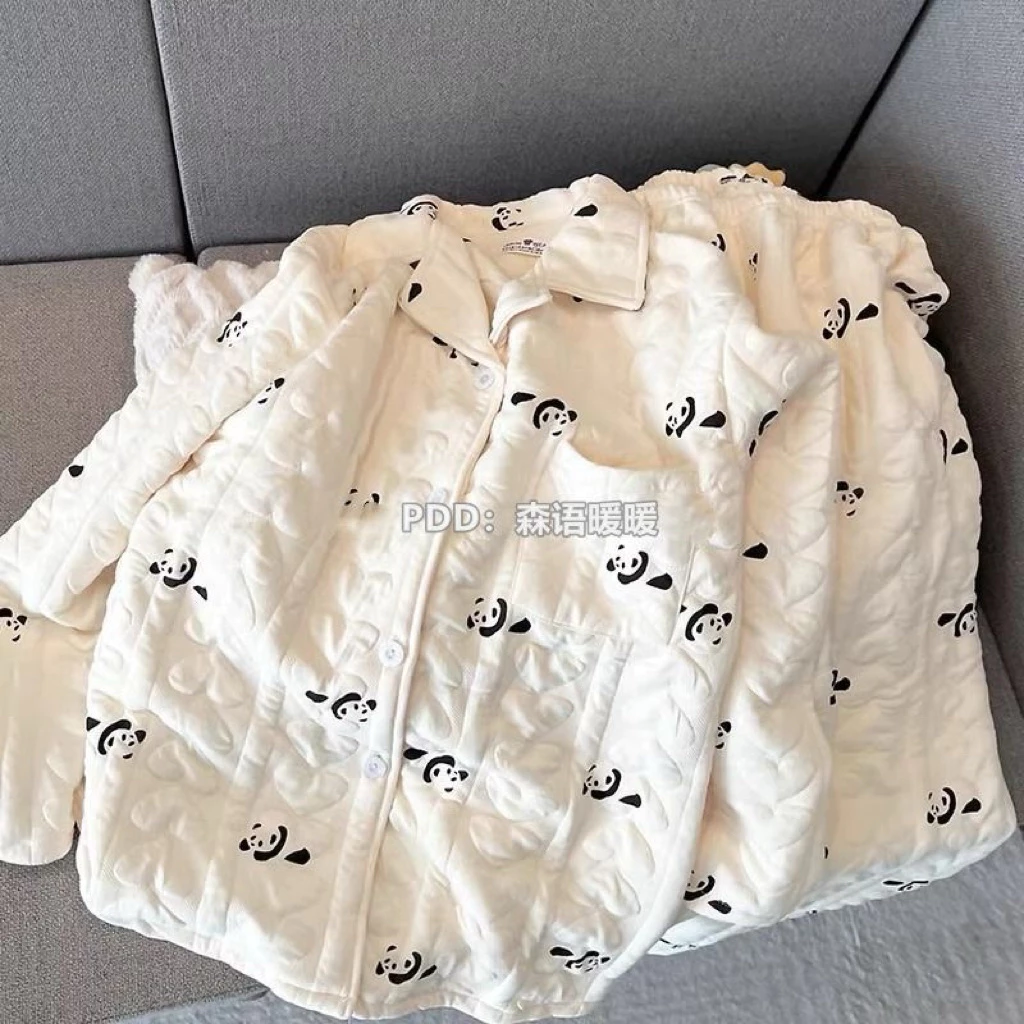 Set đồ ngủ chần bông họa tiết panda – mềm mịn, dễ thương, chuẩn nàng thơ 💖