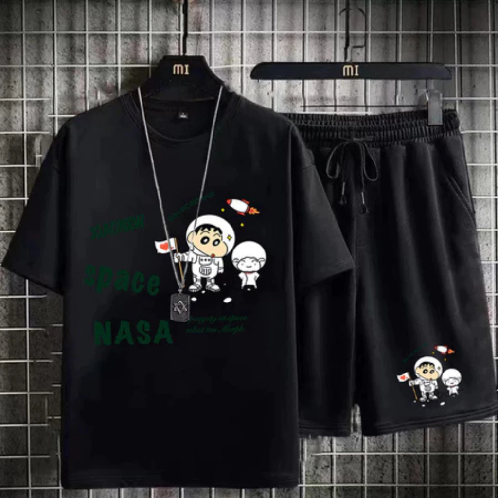 Bộ Đồ Nam space Cổ Tròn Tay Ngắn, Bộ Thể Thao Nam Chất Liệu mè thái Thấm Hút Mồ Hôi k1