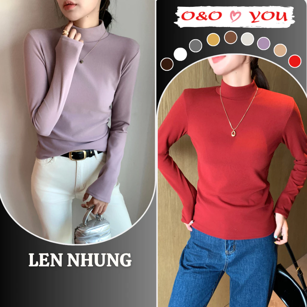 Áo len nữ H319 cổ cao nửa thân, chất nhung hai mặt cao cấp, mềm mịn, ấm áp, thanh lịch dễ phối