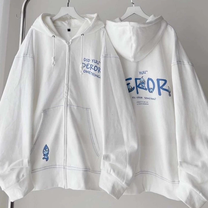 Áo Khoác Hoodie Zip Unisex Chất Nỉ Mịn Dày Dặn, Mũ Rộng Kiểu Dáng Đẹp Có Khóa Kéo, In Chữ DEROR