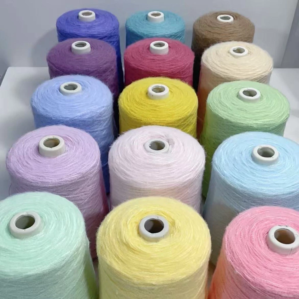 Len Mohair - Cối 500gram (loại chập 3 sợi)—hàng oder - Sợi Móc Áo, Váy Đông,khăn,… - siêu mịn- siêu nhiều màu