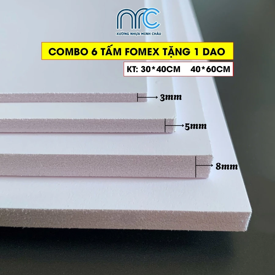 Combo 2 Tấm fomex trắng, tấm fomex 30x40cm, 40x60cm làm mô hình, đồ handmade, decor trang trí - Fomex dày 3mm, 5mm, 8mm