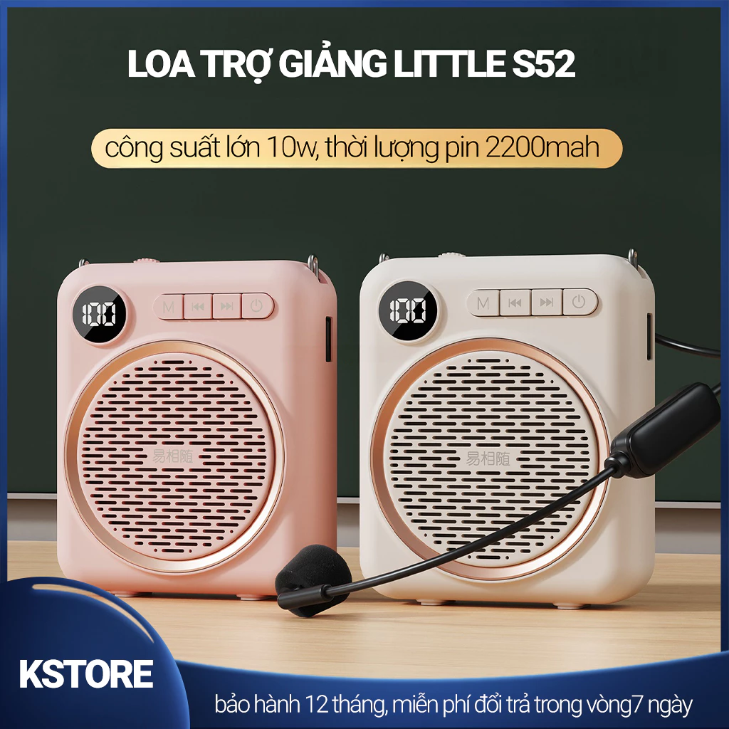 Loa Trợ Giảng s52 dành cho giáo viên, micro không dây đeo tai chuyên dụng cho hướng dẫn viên