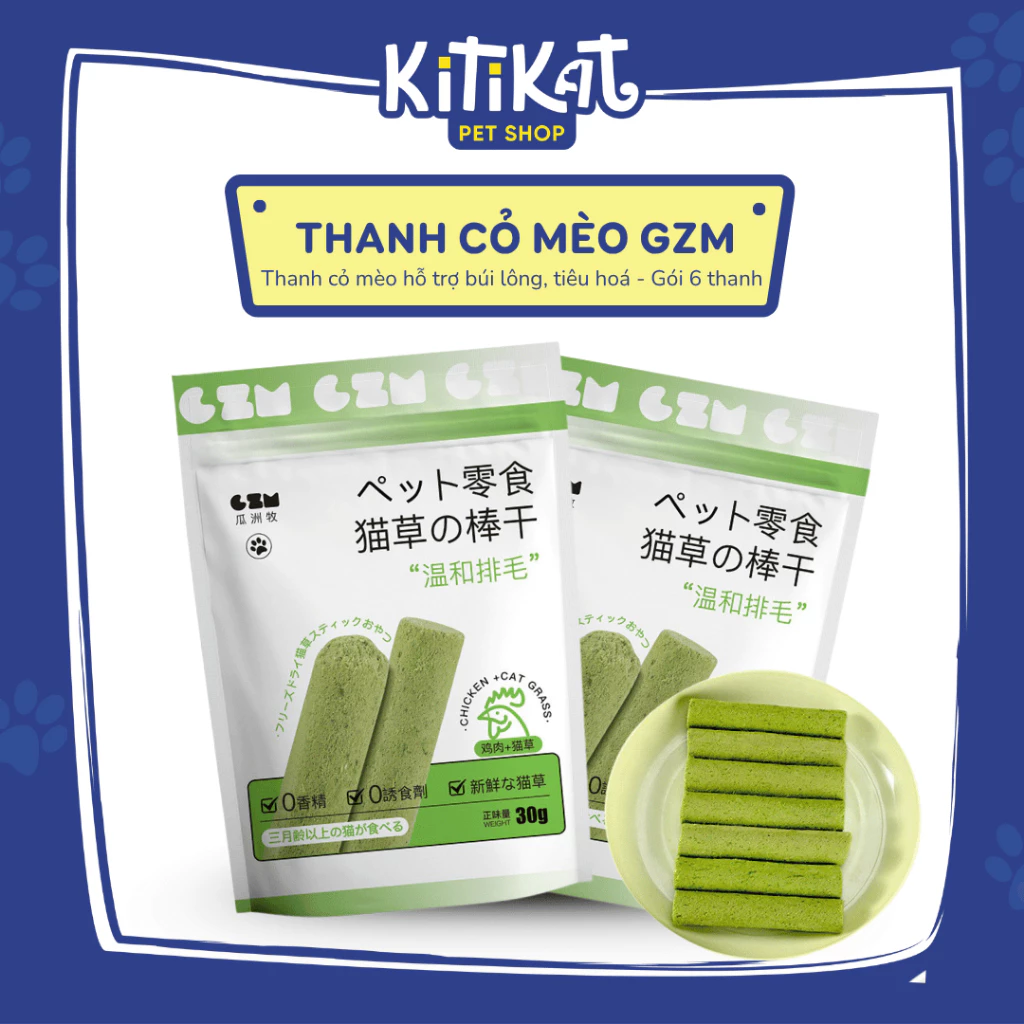 Thanh cỏ mèo mix thịt gà GZM 30g - snack cho mèo sạch răng, thơm miệng, tiêu búi lông, tốt tiêu hoá