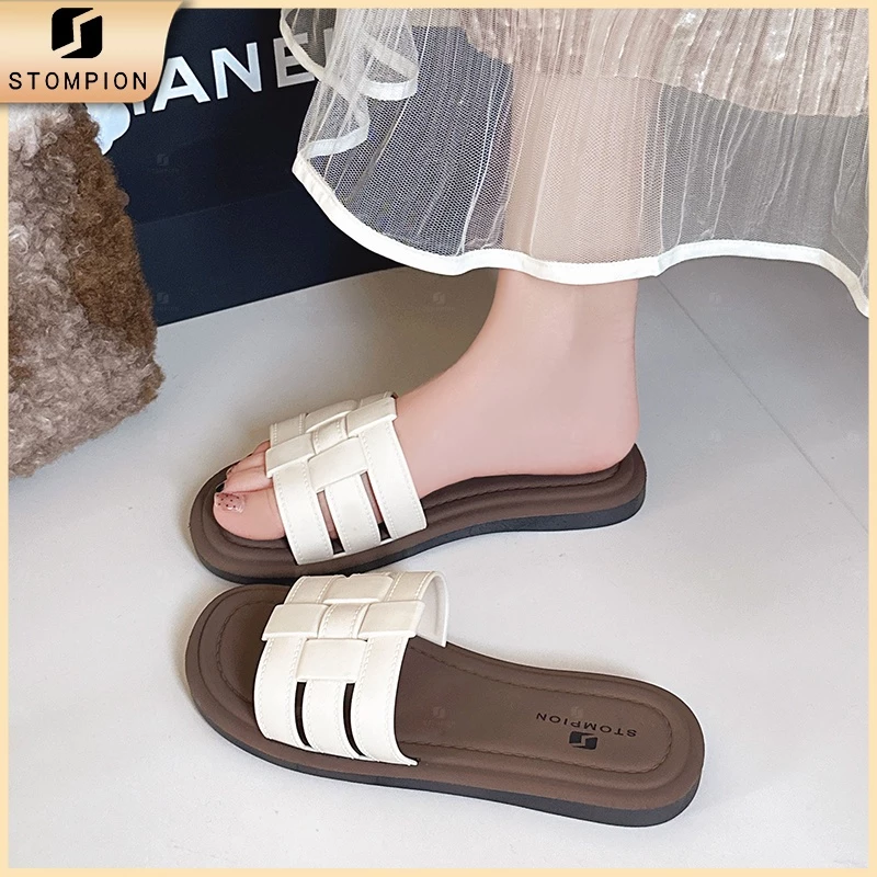 STOMPION Sandal Biển Nữ Thanh Lịch Đế Bằng - Thoải Mái Hoàn Hảo Cho Kỳ Nghỉ