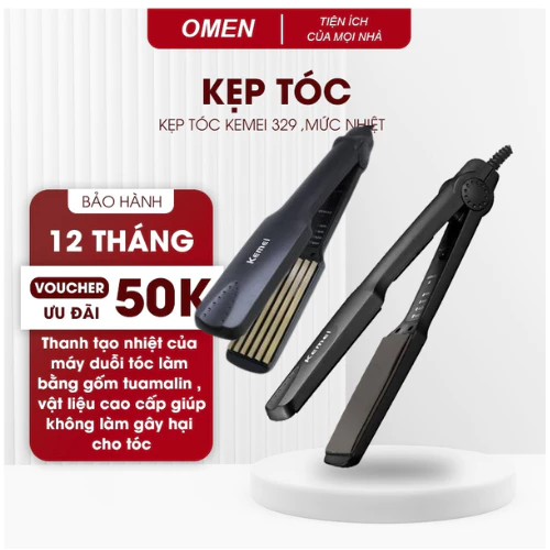 Máy Uốn Duỗi, Máy Bấm Tóc KEMEI 329;332 Chính Hãng Mini 4 Mức Nhiệt Làm Tạo Kiểu Ép Là Thẳng Uốn Xoăn Cụp BH 6 tháng