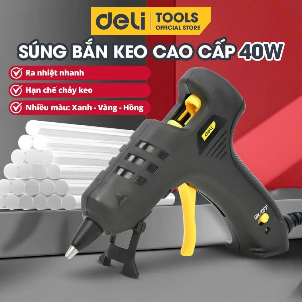 Súng Bắn Keo Deli, Súng Bắn Keo Công Suất 20W-100W Siêu Khỏe Không Gây Chảy Keo