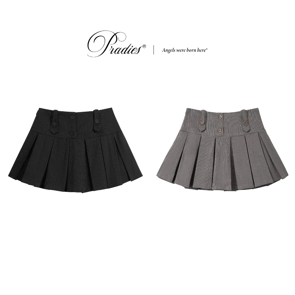 Chân Váy Xếp Ly Sọc Đen PRADIES - Striped Skirt