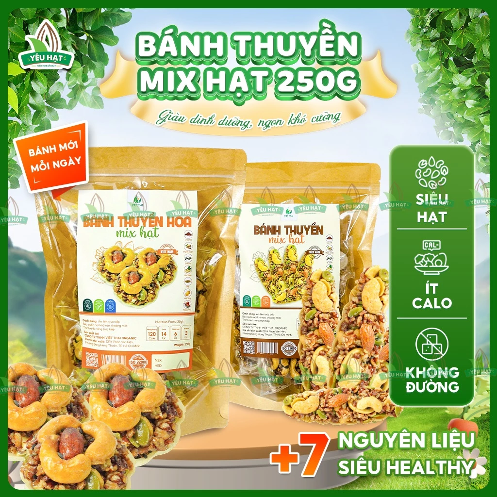 [GIÒN TAN] Bánh Thuyền Mix Hạt Dinh Dưỡng -Siêu Hạt Ít Calo Ăn Kiêng Giảm Cân Ăn Vặt Healthy Yêu Hạt