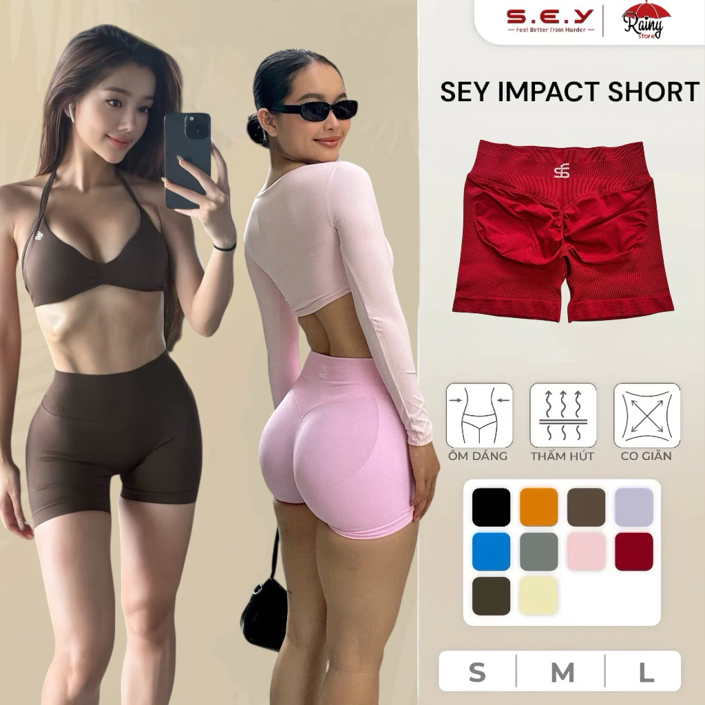 [ CHÍNH HÃNG S/M/L] SEY IMPACT SHORT Quần Đùi Lưng Vừa DỆT KIM, Chun Mông V Cao Cấp - Rainy Store