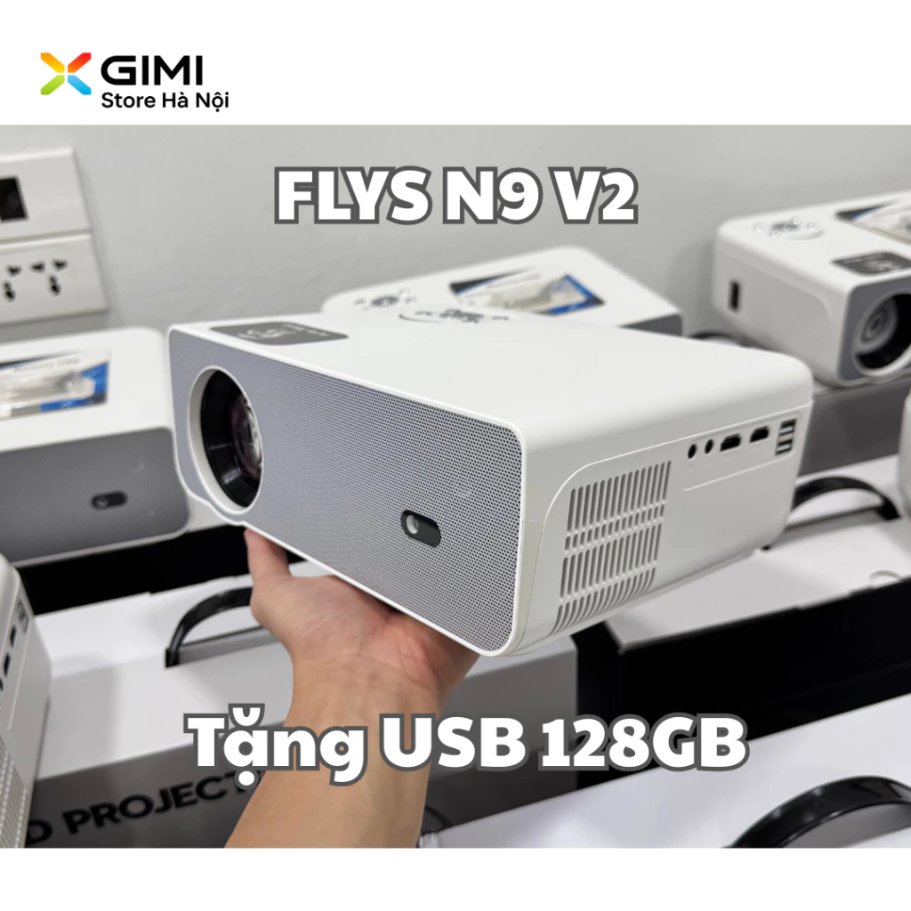 Máy chiếu bay phòng Flys N9 V2 - Độ sáng 1800 ANSI Lumens, Full HD, Android, Hiệu ứng ánh sáng sân khấu