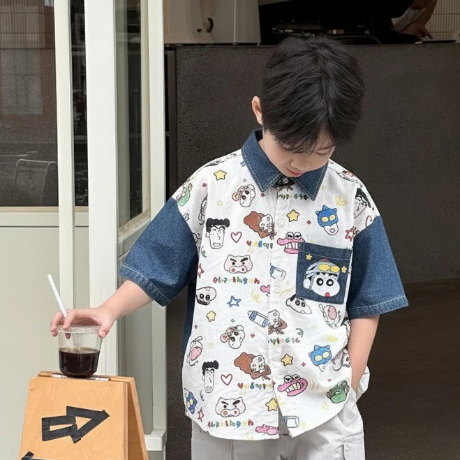 Áo Sơ Mi Shin Boy Phố - Áo Sơ mi Nam Nữ Cho Bé - Áo Phong Cách Ngẫu Kích Thước 18 - 60Kg----