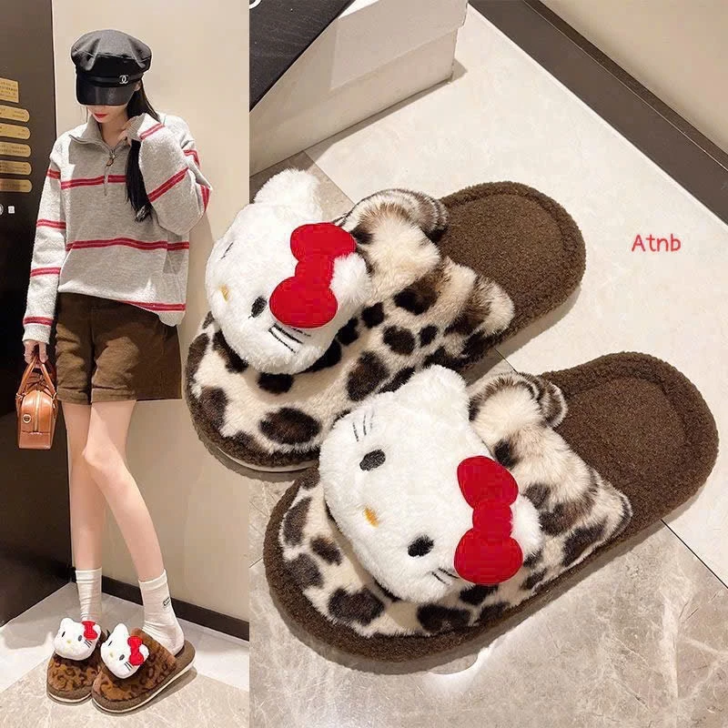 Dép lông cho nữ mùa đông hello kitty dễ thương phong cách mới thu đông