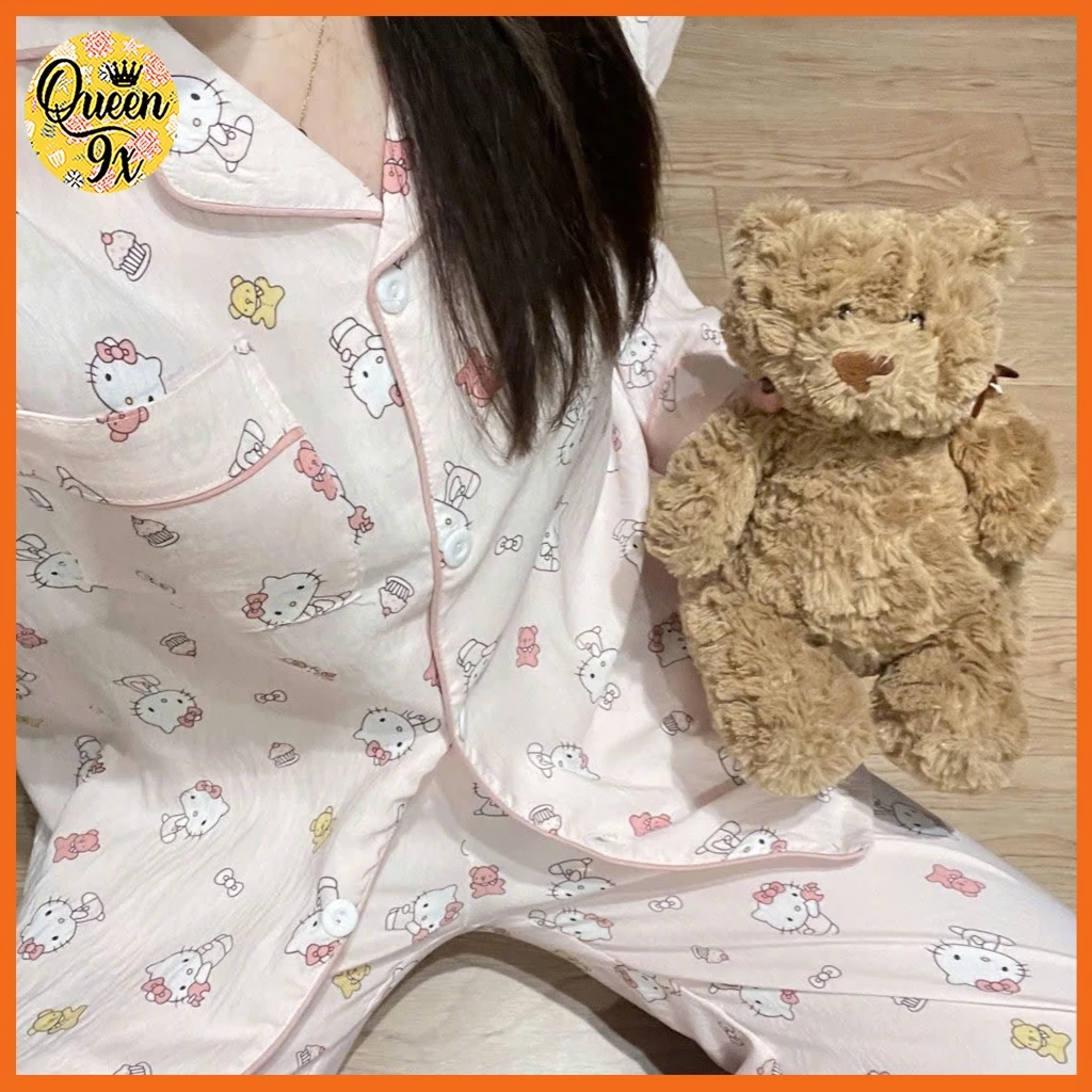 Bộ Pijama, Đồ Bộ Mặc Ở Nhà Cho Nữ Dáng Dài xinh xắn dễ thương kity và gấu