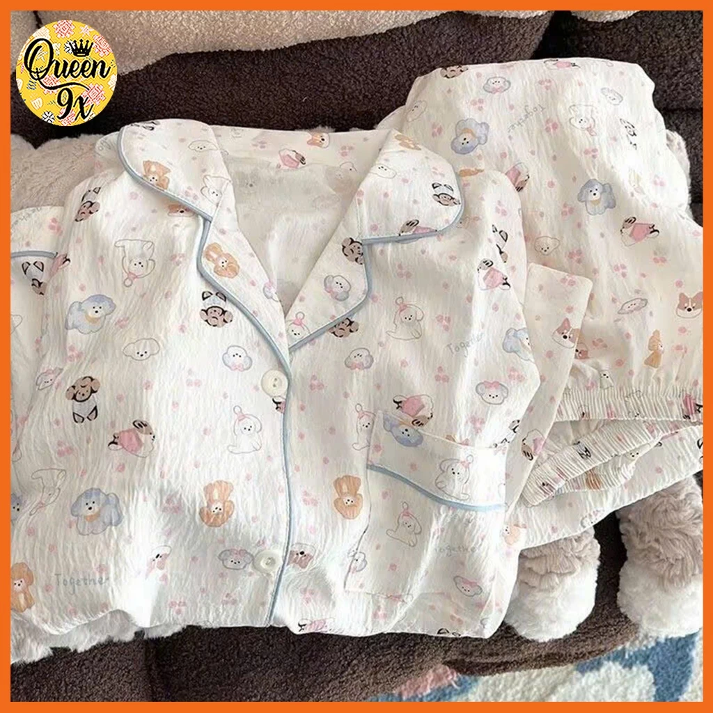 Bộ Pijama, Đồ Bộ Mặc Ở Nhà Cho Nữ Dáng Dài xinh xắn dễ thương nhiều mẫu cún đội mũ