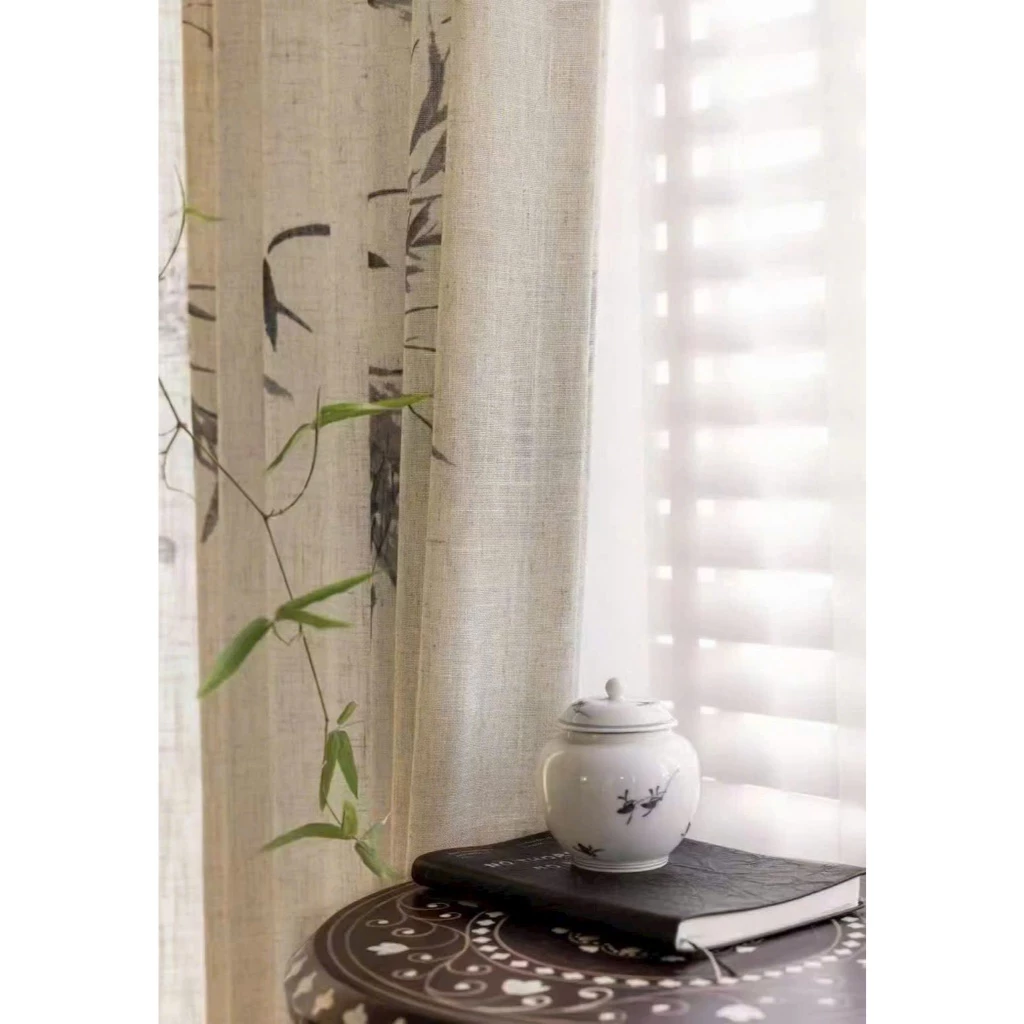 rèm linen họa tiết cao cấp