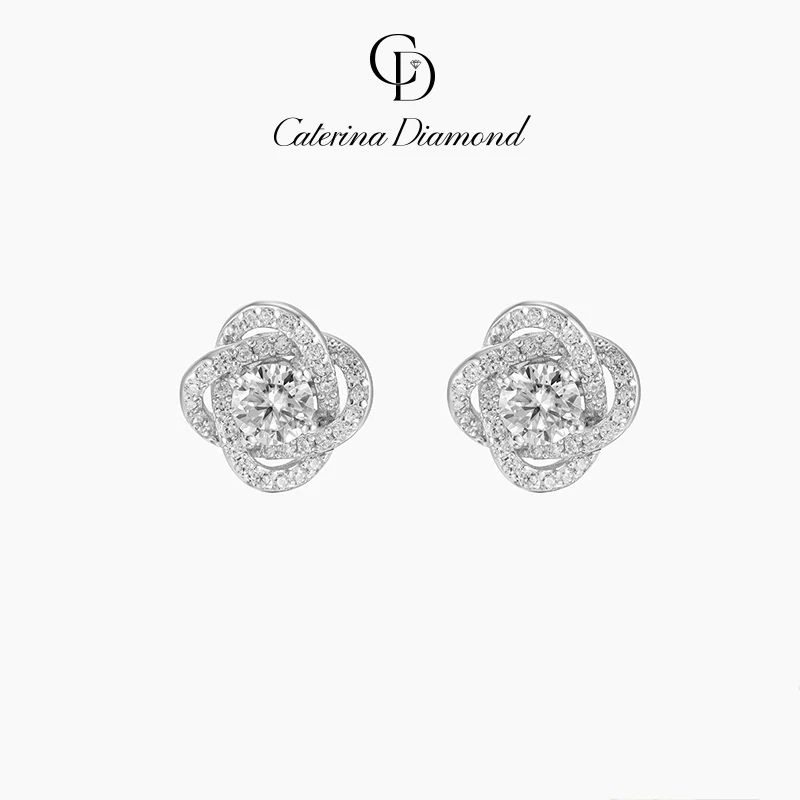 Khuyên tai nữ kim cương Moissanite 4mm Caterina Diamond Series Romantic Hall Earrings DE001