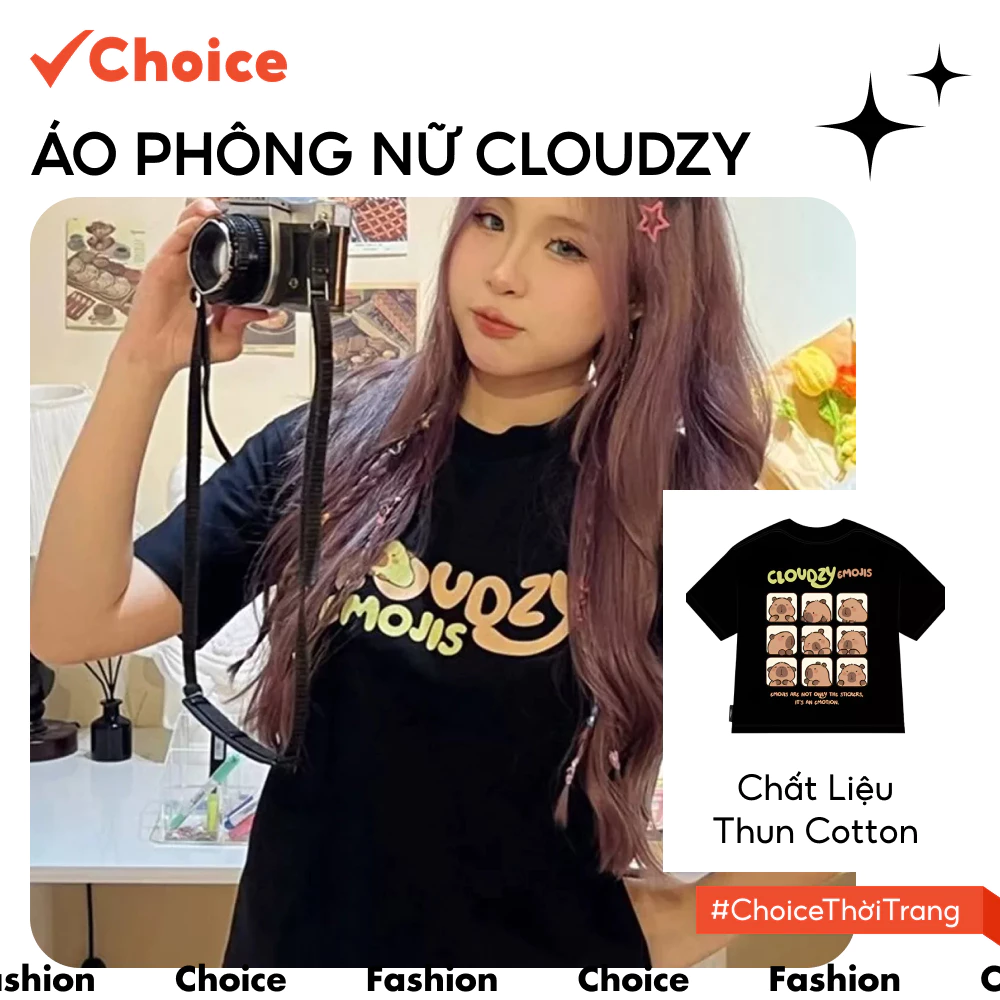 [Choice] Áo Phông Trơn Cộc Tay Nữ Cloudzy FA1-0645-11 Cổ Tròn, Chất Cotton, Co Giãn